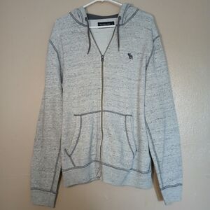Abercrombie Jacket Womens Large Soft A&F Fleece Full‎ Zip Grey Cozy Cabin y2k